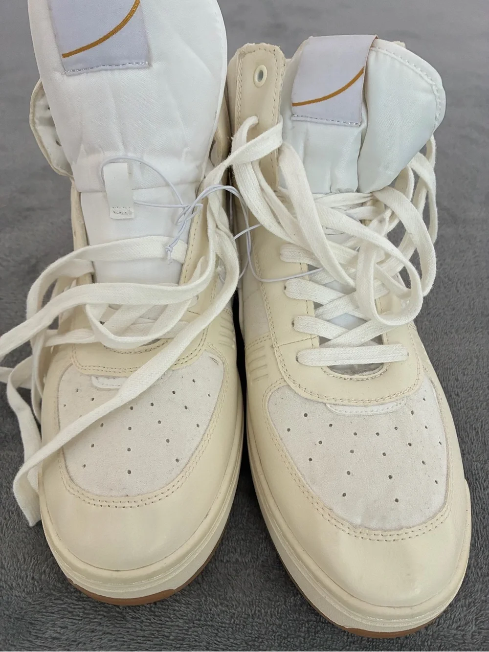 H&M Cream and White High-Top Lace-Up Sneakers